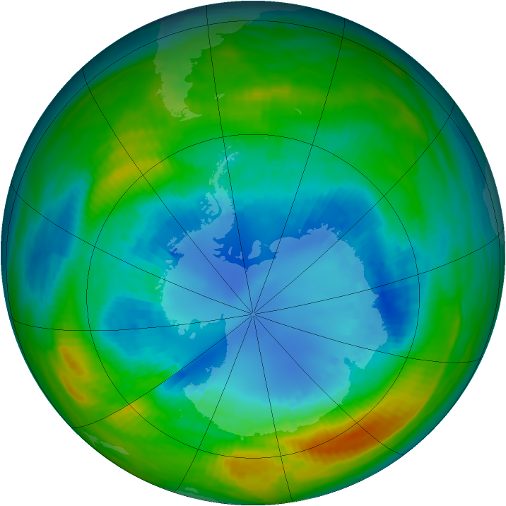 Antarctic ozone map for 27 August 1985